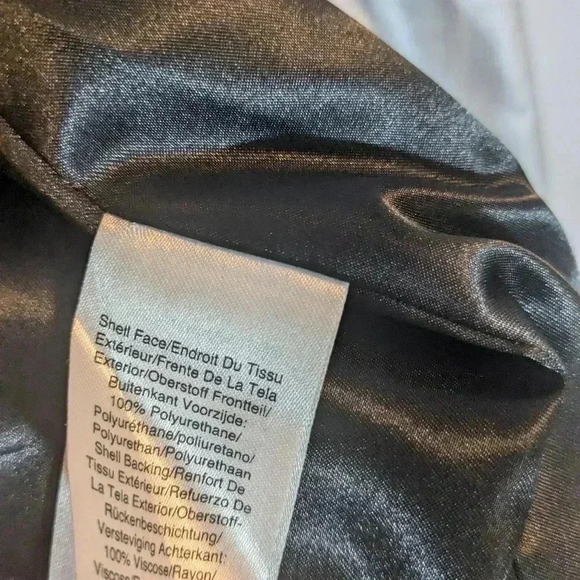 DKNY Metallic Silver Moto Style Faux Leather Jacket SZ XL - Picture 8 of 8